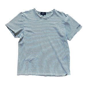 A.P.C. Men's Linen Cotton Striped Short Sleeve T-Shirt Size Medium